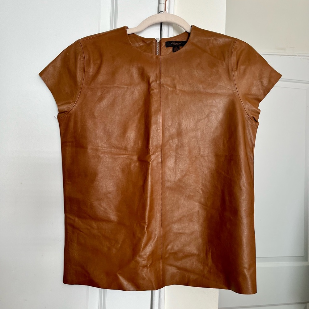 Lamb skin Leather Coach T-Shirt XS